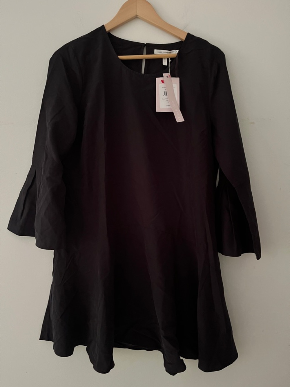 Avec Les Filles Black Sleeveless bell sleeve long sleeve mini dress NWT LBD